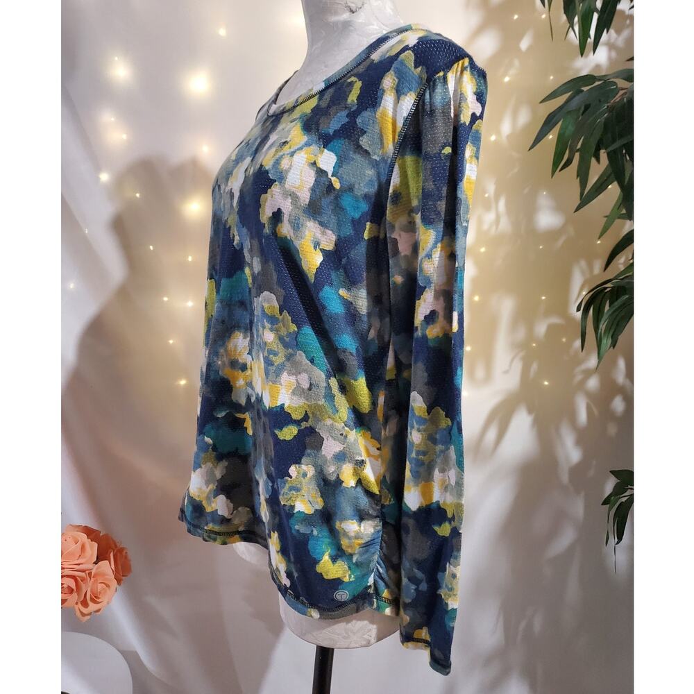 T By Talbots Abstract Watercolor Mesh Side Ruched… - image 2